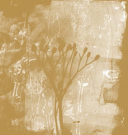 Art moderne botanique minimaliste en jaune ocre et blanc sur Dina Dankers