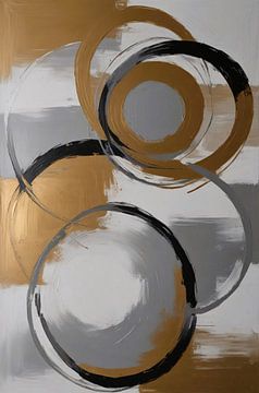 Abstracte compositie van monochrome cirkels van De Muurdecoratie