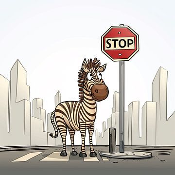 Zebra auf dem Zebrastreifen | Cartoon von Karina Brouwer