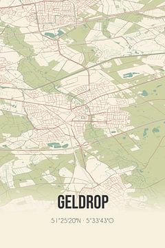 Vintage landkaart van Geldrop (Noord-Brabant) van MijnStadsPoster