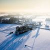 An aerial view of an early morning above a snow-covered landscape in the Achterhoek by Jeroen Kleiberg