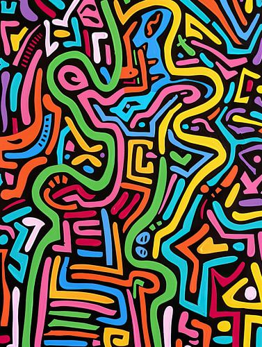 Malerei Buntes Abstraktes | Tanz der Linien