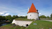 Zicht op een wachttoren van het kasteel Kuressaare in Estland
