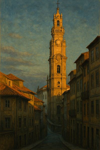 Porto Alley Glow: Street View zum Goldenen Turm von Travel Shop