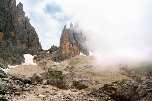View of the Sassolungo and its peaks