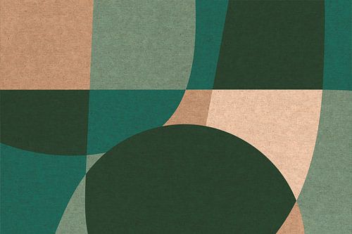 Moderne kunst in retrostijl. Abstracte organische vormen in groen en beige nee. 8