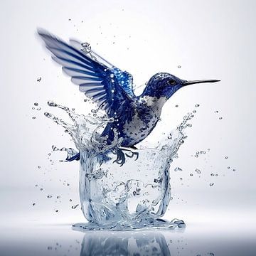 Ijsvogel in delfts blauw symbolisch voor de richting waarin we vliegen van Dunto Venaar