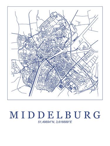 Gestylde plattgrond van Middelburg