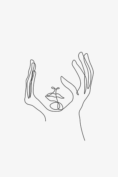 Thinking Woman Line Art by Walljar