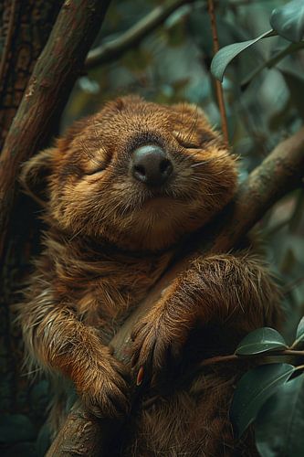 Schattig slapend dier in het bos