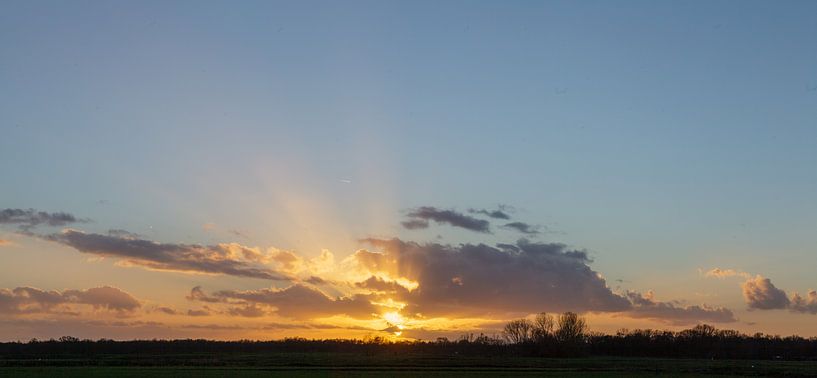 Coucher de soleil de Kortenhoef Groenewoud, Wijdemeren, Pays-Bas par Martin Stevens