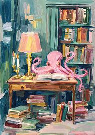 Octopus studying in the library by Niklas Maximilian