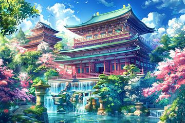 schilderachtig Japan Tempel van Egon Zitter