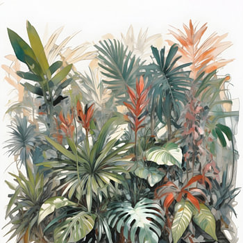 Watercolour tropical sketch: Dense jungle