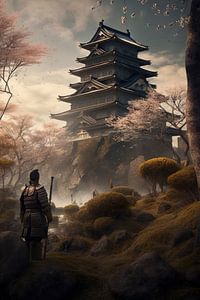 Samurai | Landschaft mit Burg und Blütenbäumen 9