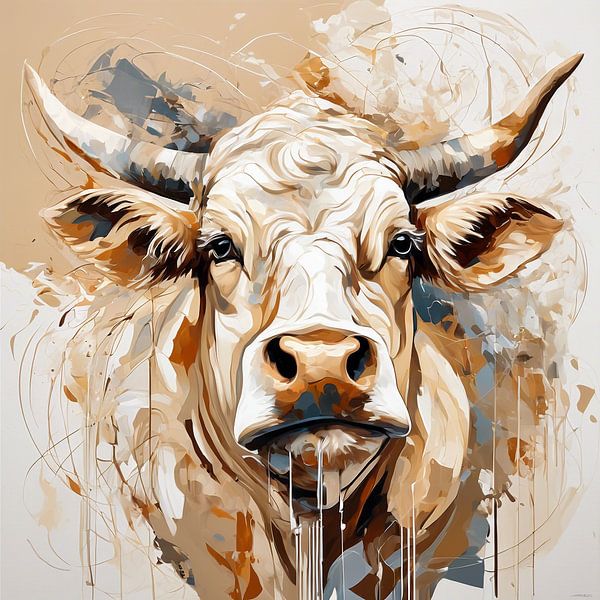 Stier abstrakt in Beigetönen von NTRL-S