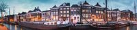 Panorama Hoge der A, bateaux, entrepôts, maisons sur les canaux, Groningen par Harmen van der Vaart Aperçu