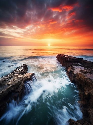Coucher de soleil dans l'océan