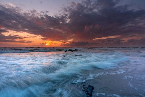 Texel pier strand paal 30 Long Exposure Zonsondergang