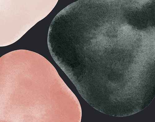 Modernes abstraktes Aquarell in Blau- und Rosatönen