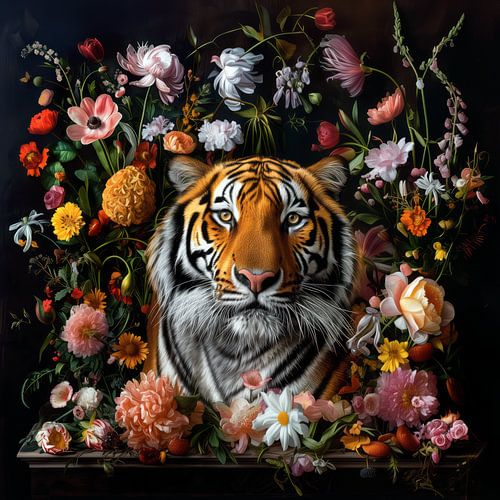 Klassiek Bloemstilleven met TIJGER - 2