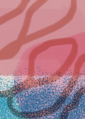 Abstracte vormen en lijnen in pasteltinten. Roze en blauw.
