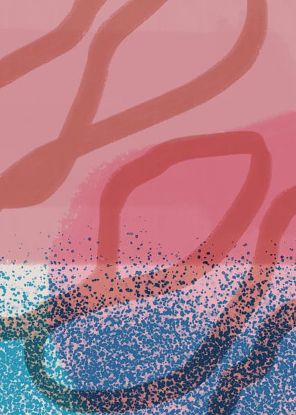 Abstrakte Formen und Linien in Pastellfarben. Rosa und Blau. von Dina Dankers