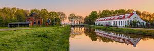 Panorama eines Sonnenaufgangs in Woudbloem, Groningen