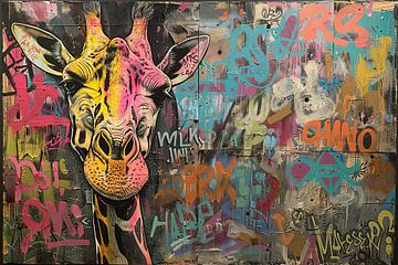 Giraffe Graffiti van Blikvanger Schilderijen