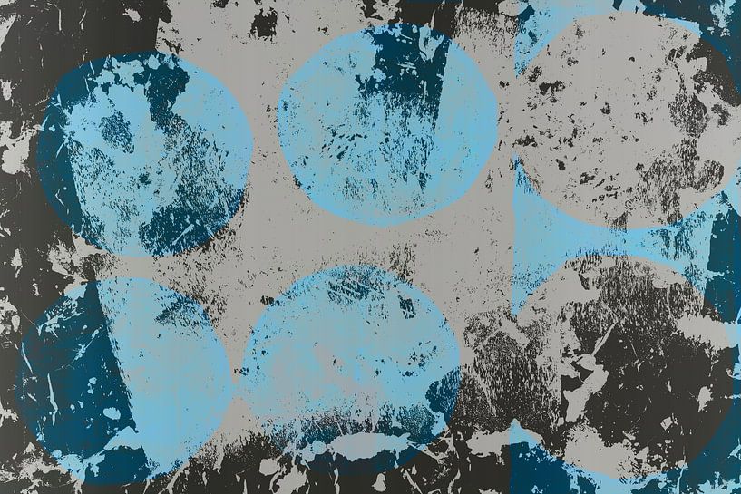 Modern abstract geometric minimalist art in blue and black by Dina Dankers