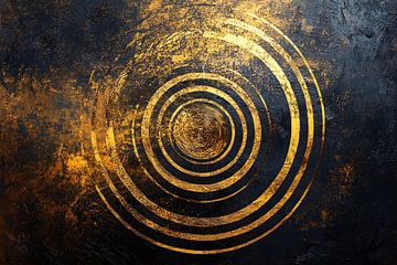 Gouden abstracte cirkels kunstwerk van Art & Soul Creations