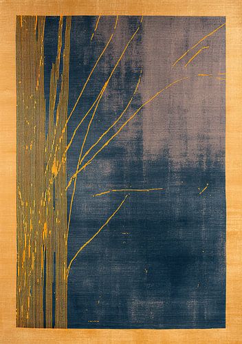 Abstracte geometrie in blauw en goud