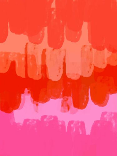 Kleurrijke abstracte minimalistische kunst in neonroze en oranje