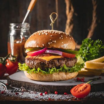 Hamburger met tomatensaus