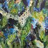 Expressie veelkleurig abstract met groen schilderij van Maria Meester