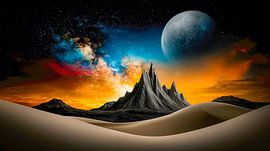 Dance of lights over desert battlements by Klaus Tesching - Art-AI