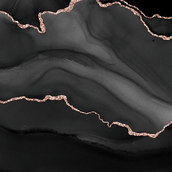 Schwarz &amp; Rose Gold Achatstruktur 01 von Aloke Design