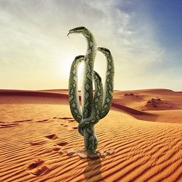 Snakes and Cactus surreal wall art "Snactus"