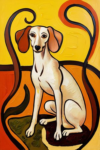 Expressieve hond in warme kleuren