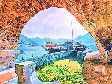 Ship in the bay of Kotor by zam art