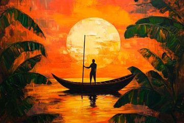 Sunset boat by Poster Art Shop