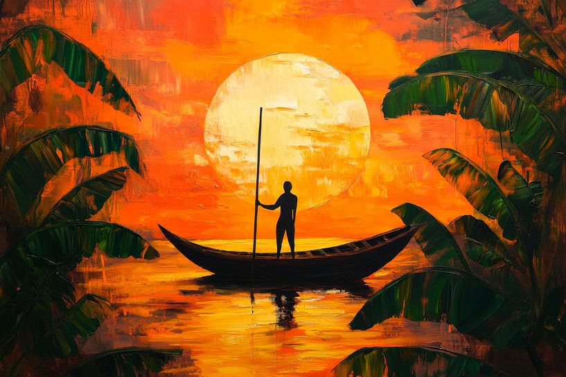Sunset boat by Poster Art Shop