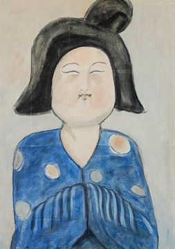Een portret van een Chinese dikke dame 'Fat ladies' XI van Linda Dammann