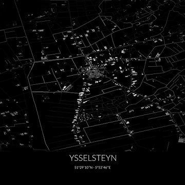 Zwart-witte landkaart van Ysselsteyn, Limburg. van Rezona