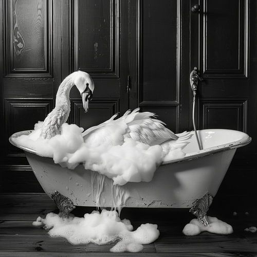 Elegant swan in the bathtub - Unique bathroom picture for your WC
