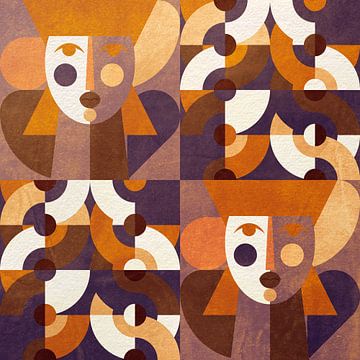 Femmes en violet et or. Œuvre d'art géométrique moderne. sur Dina Dankers