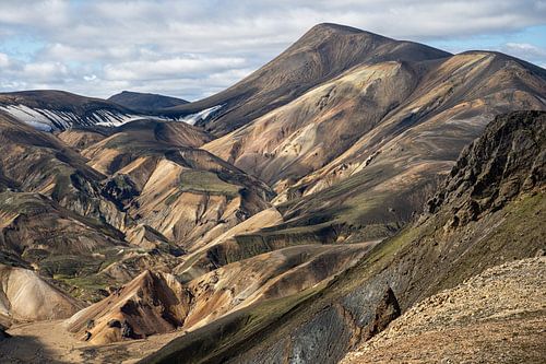 Uitzicht vanaf de Suðurnámur op Landmannalaugar