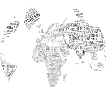 Typografische Wereldkaart | Nederlandstalig van WereldkaartenShop