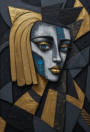 Geometric Golden Muse Portrait von Rowelki_Art