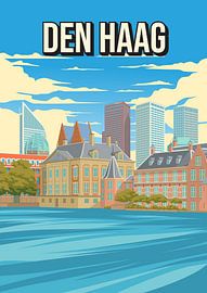 Den Haag Stadtbild Reiseplakat - Vintage Werbung Stil von Jorn van Hezik